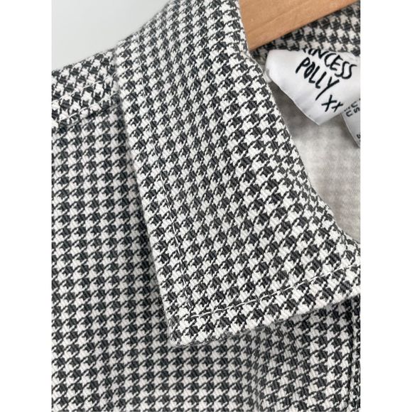 Princess Polly Jacket Cropped Women Size 4 Black White Houndstooth Cut Off Style - Picture 4 of 12